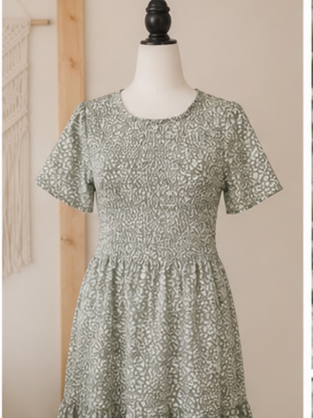 Polagram Smocked Tiered Maxi Dress Sage Green Floral Small Cottagecore - Picture 5 of 8